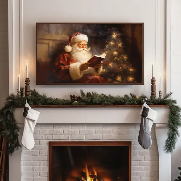 Santa Claus Christmas Art Print, Winter Home Decor