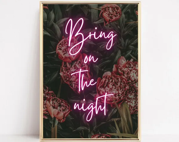 Pink Neon Tropical Music Lyrics Quote Poster