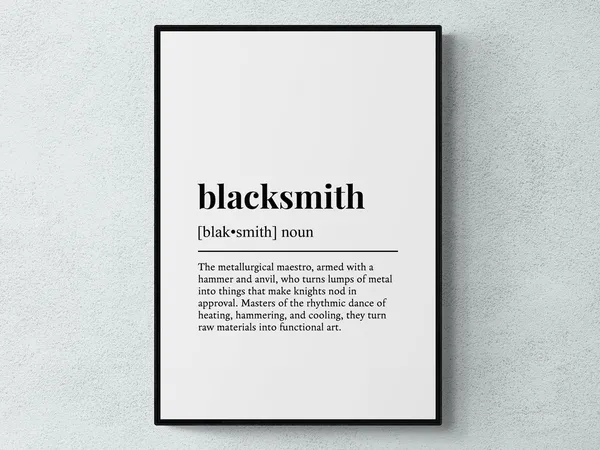Blacksmith Funny Definition Typography Wall Art Print