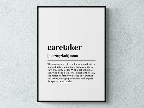 Caretaker Funny Definition Typography Art Print