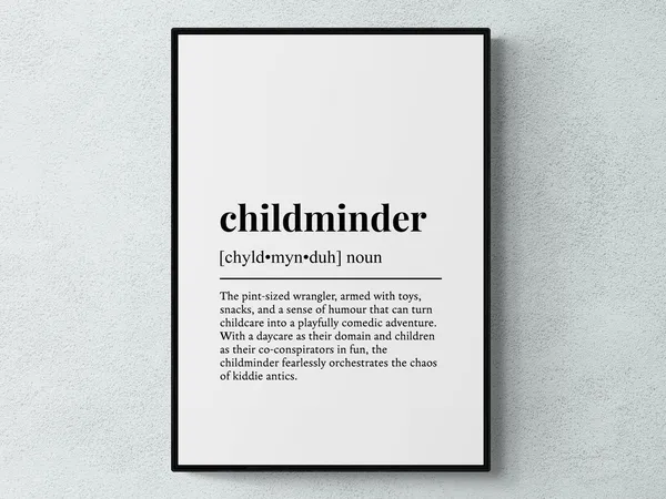 Childminder Funny Definition Typography Wall Art Print