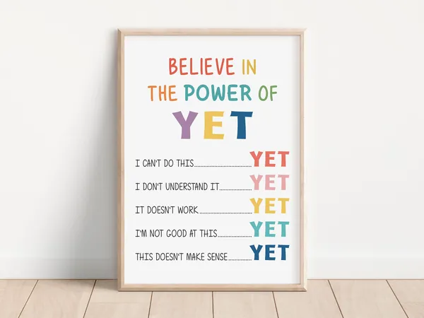 Growth Mindset Poster, Mental Health Office Decor