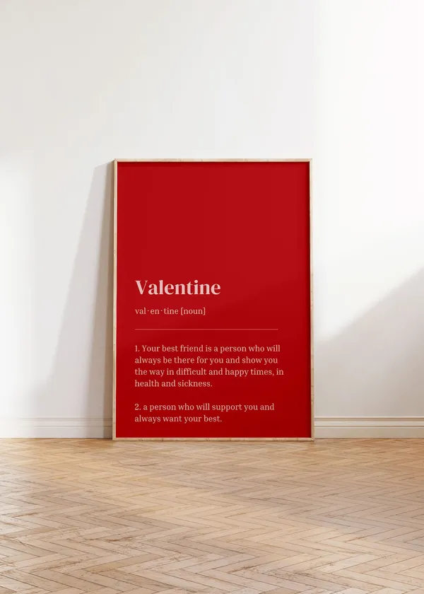 Valentine Definition Art Print, Valentines Day Decor