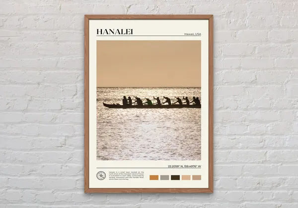 Hanalei Hawaii Travel Poster, Place Wall Art