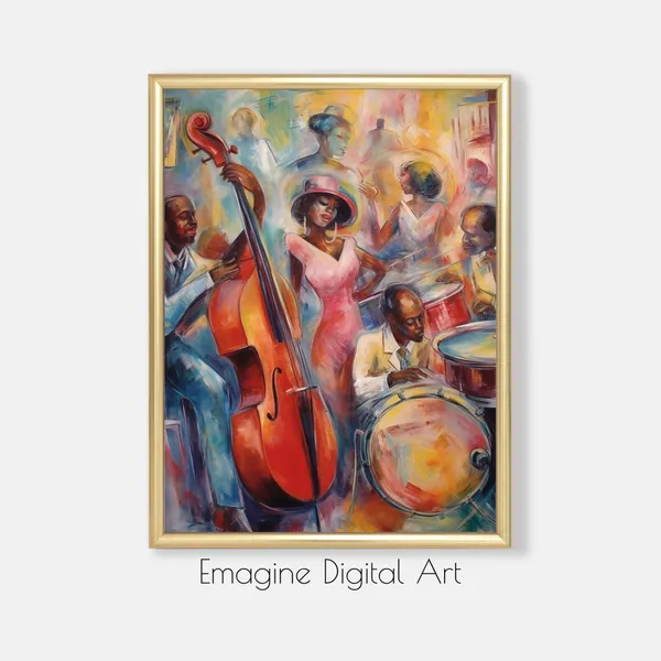Jazz Musicians in City Club, Music Art Print