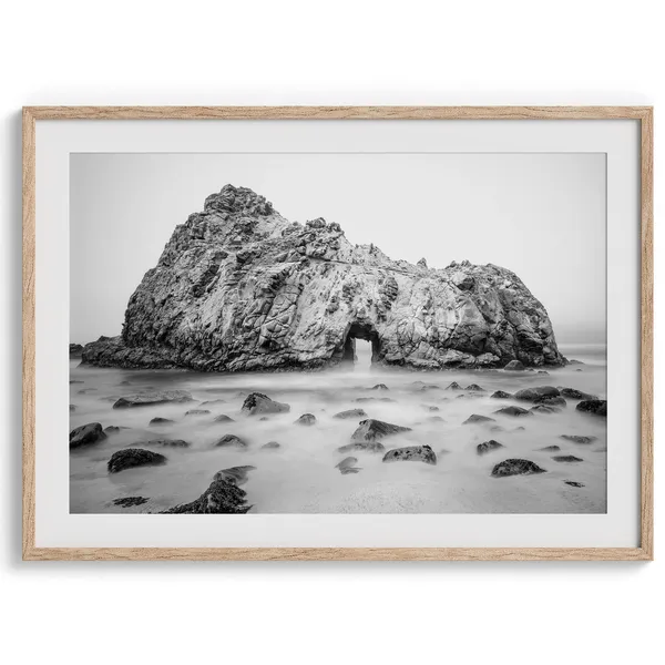 Big Sur Beach Black And White Art Print, Coastal View