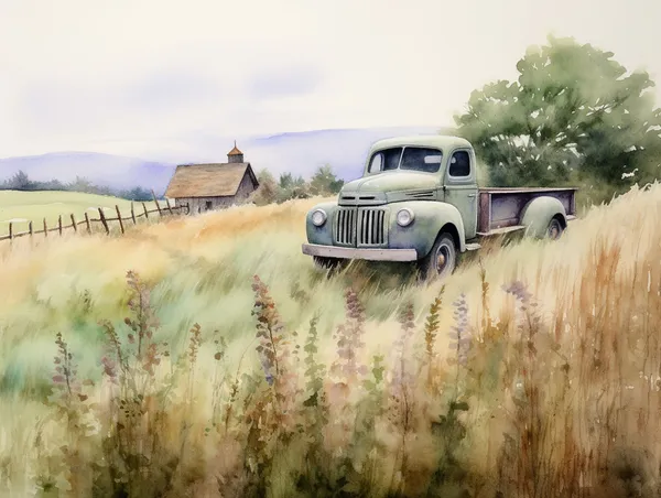 Vintage Truck Painting, Lancaster County Art Print