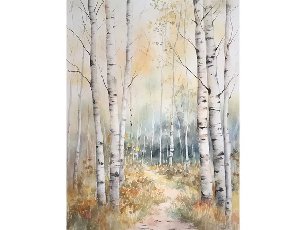 Birch Forest Painting Colorado Watercolor Art Print
