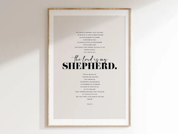 Psalm 23: The Lord Is My Shepherd Art Print, Christian