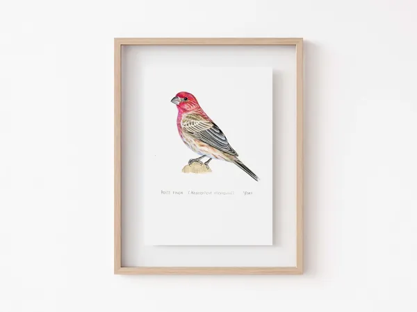 House Finch Art Print, Bird Decor for Home Garden