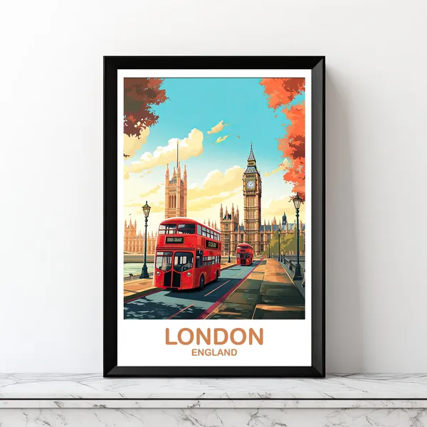 London Travel Poster, Big Ben England Travel Art