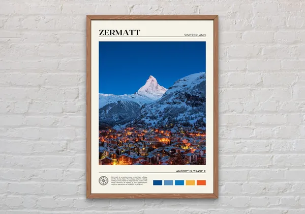 Zermatt Travel Poster, Switzerland Wall Art
