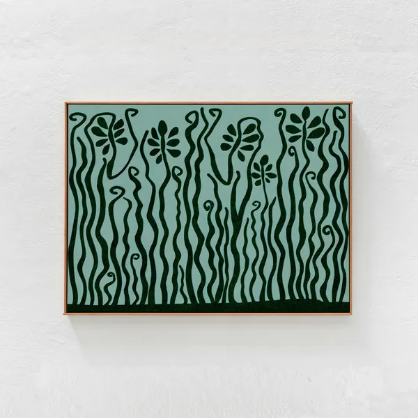 Green Boho Wall Art, Bohemian Jungle Illustration