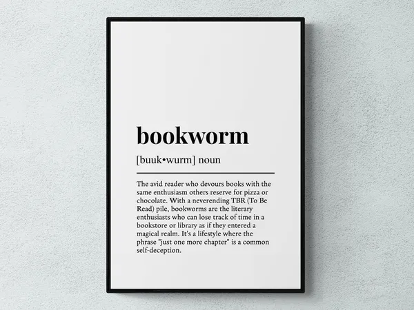 Bookworm Funny Definition Typography Wall Art Print