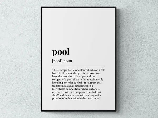 Pool Definition Funny Hobby Gift Wall Art Print
