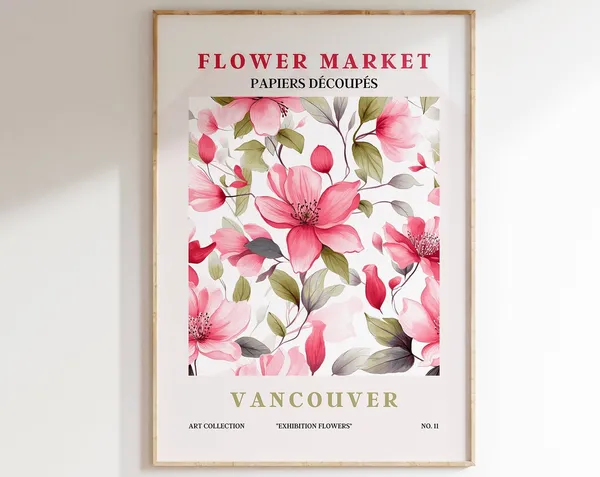 Flower Market Poster, Scandinavian Floral Typography Print