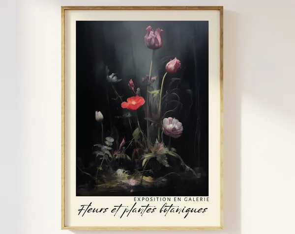 Floral Bouquet Exhibition Print, Moody Botanical Art