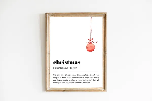 Christmas Definition Print, Modern Holiday Wall Art