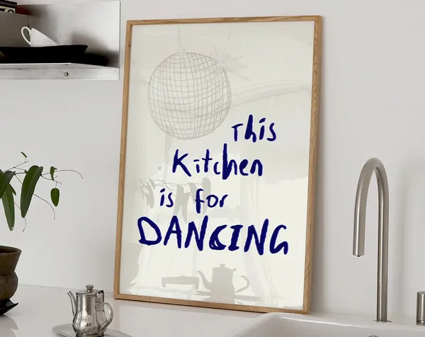 This Kitchen Is For Dancing Retro Disco Ball Print