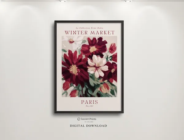 Paris Winter Market Art Print, Festive Holiday Decor