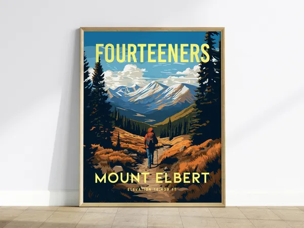 Mount Elbert Colorado Fourteener Travel Poster