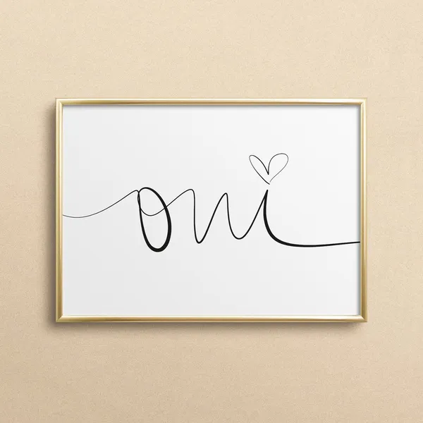 Oui Typography Art Print, Love Quote Poster