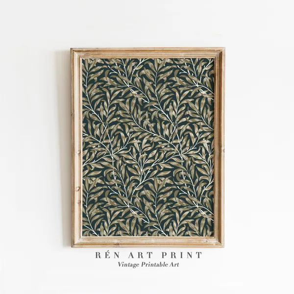 William Morris Antique Textile Print, Farmhouse Decor