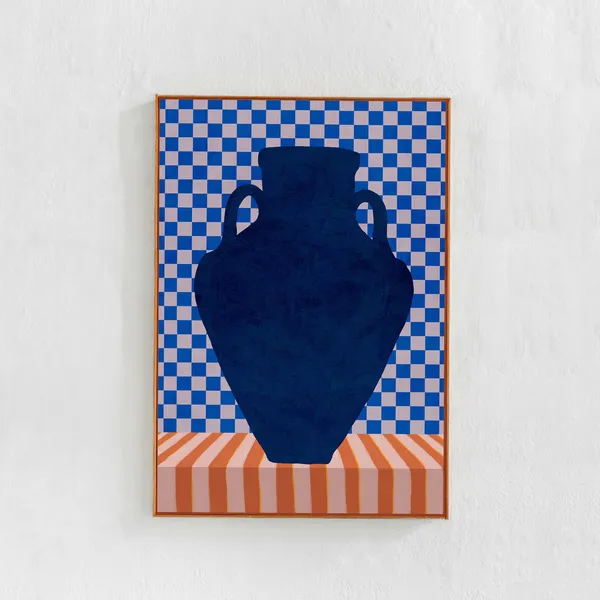 Checkered Vase - Scandi Modern Art