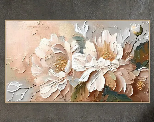 Abstract Flower Painting, Textured Soft Color Art Print