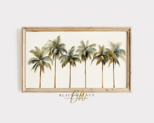Palm Trees Abstract Tropical Art Print, Minimalist