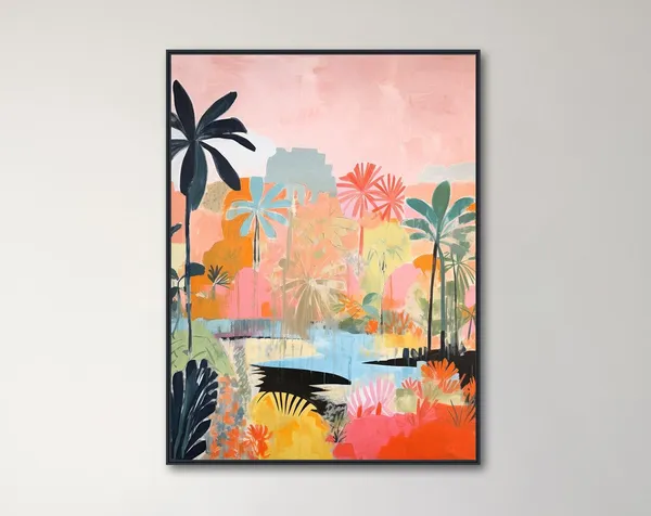 Secret Lagoon Tropical Pastel Abstract Landscape Art Print