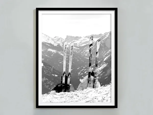Vintage Apres Ski Photo Print, Black And White Skiing
