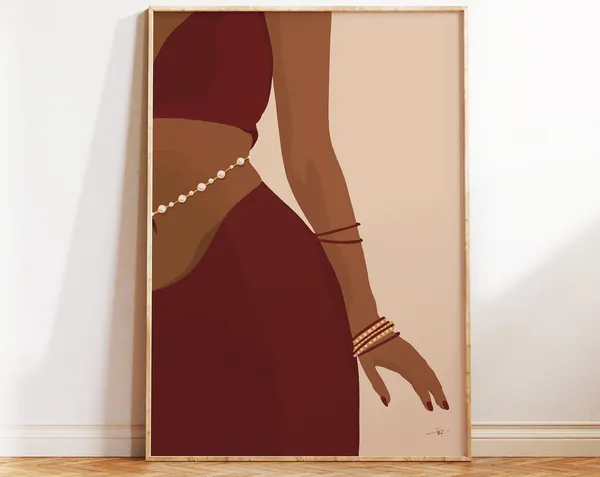 Indian Woman Portrait Art Print, South Asian Art