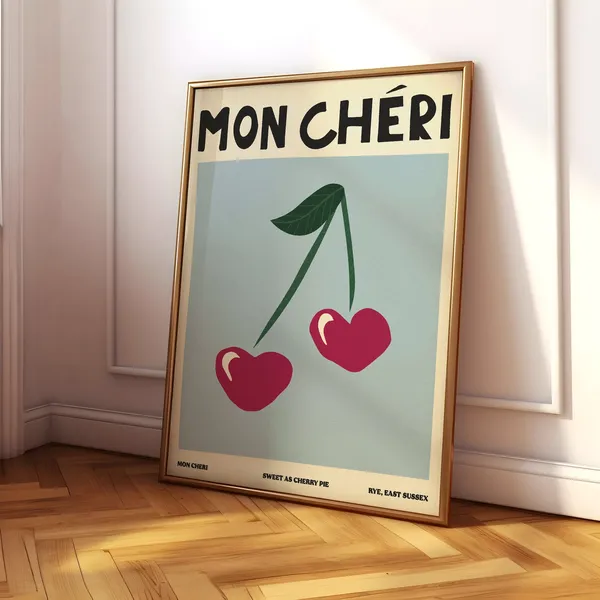 Mon Cheri Blue Print, Eclectic Vintage Poster