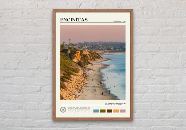 Encinitas Photo Art Print, California Travel Poster