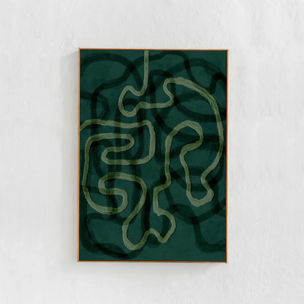 Emerald Green Abstract Squiggle Lines Poster Print