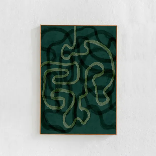 Emerald Green Abstract Squiggle Lines Poster Print