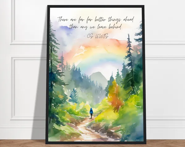 C.S. Lewis Rainbow Watercolor Quote, Art Print