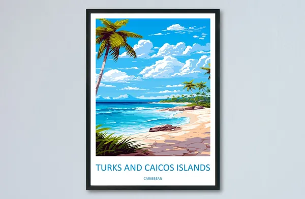 Turks and Caicos Islands Travel Poster, Caribbean Wall Art