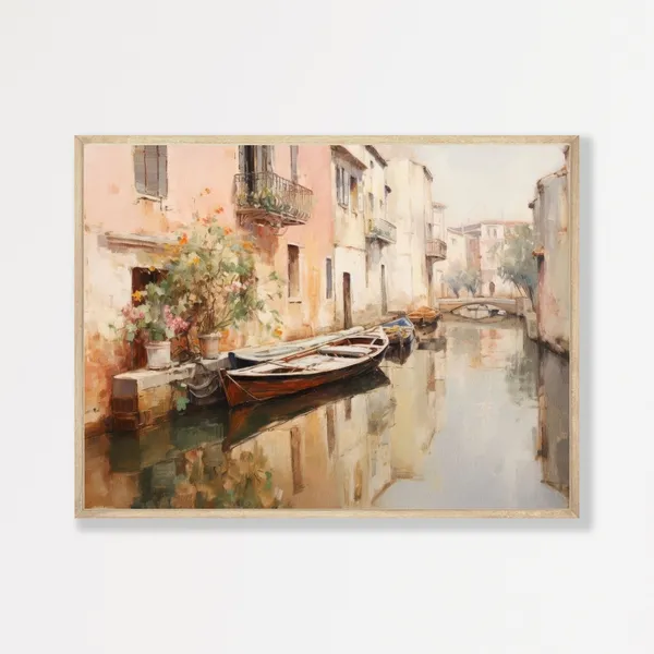 Venice Canal Retro Italian Art Print, European Decor