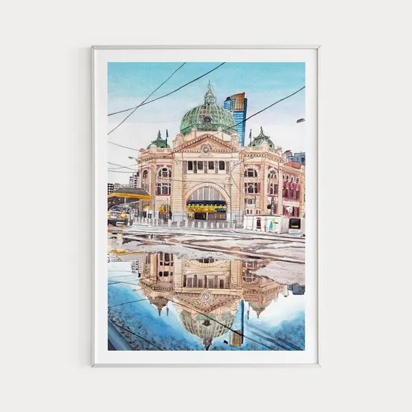 Melbourne Cityscape Travel Poster, Australia