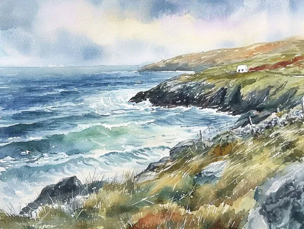 Wild Atlantic Way Ireland Coastal Watercolor Art Print