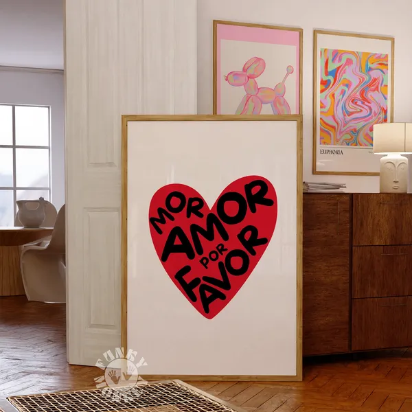 More Amor Por Favor Preppy Heart Poster
