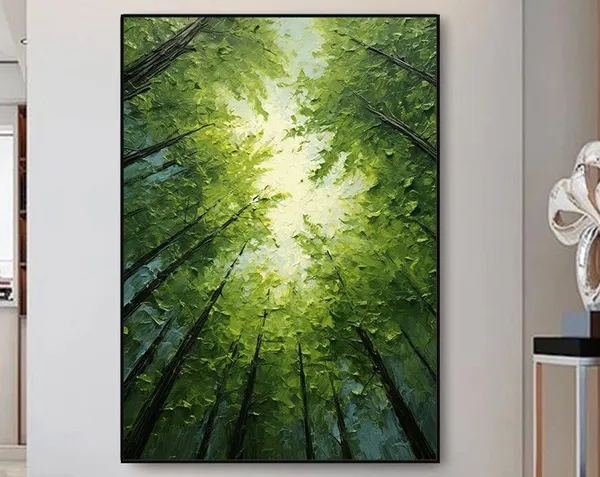 Green Forest Abstract Art Print, Living Room Wall Art
