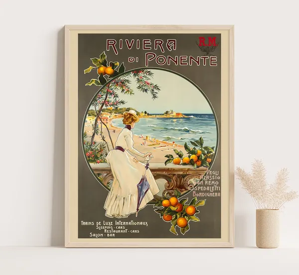 Riviera Di Ponente Vintage Travel Poster, Italy