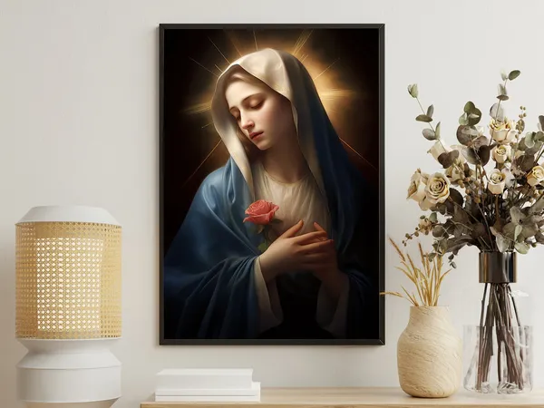 Virgin Mary Christian Art Print, Mother of Jesus
