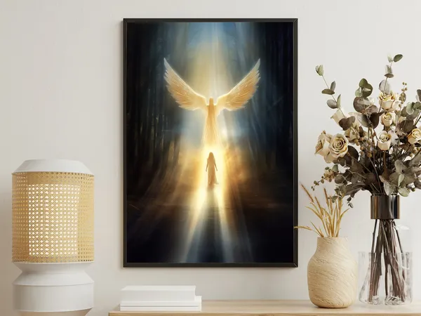 Vintage Guardian Angel Art Print, Christian Decor