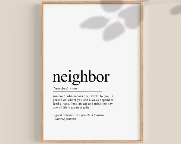 Neighbour Definition Art Print, Christmas Gift