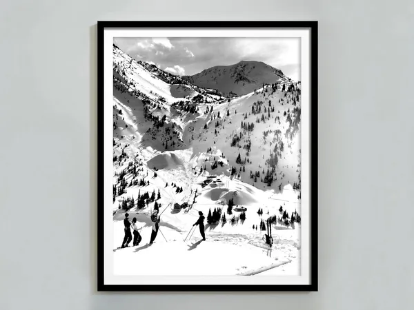 Vintage Apres Skiing Poster, Retro Ski Lodge Decor