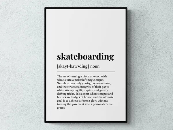 Skateboarding Funny Definition Quote Art Print